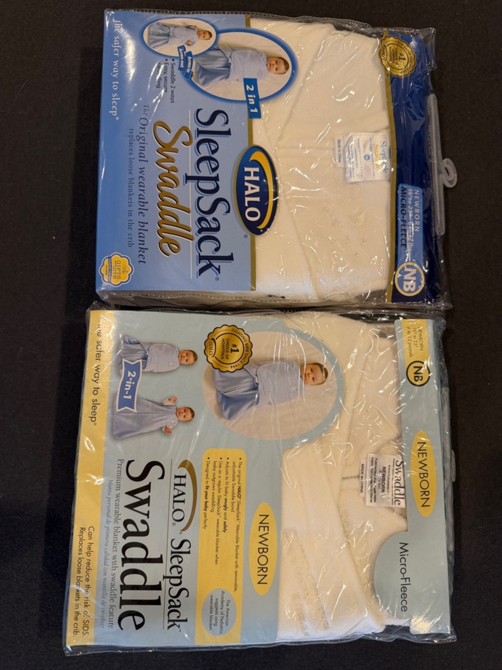 Halo SleepSack Swaddle Newborn Micro-Fleece in White (2) new in package